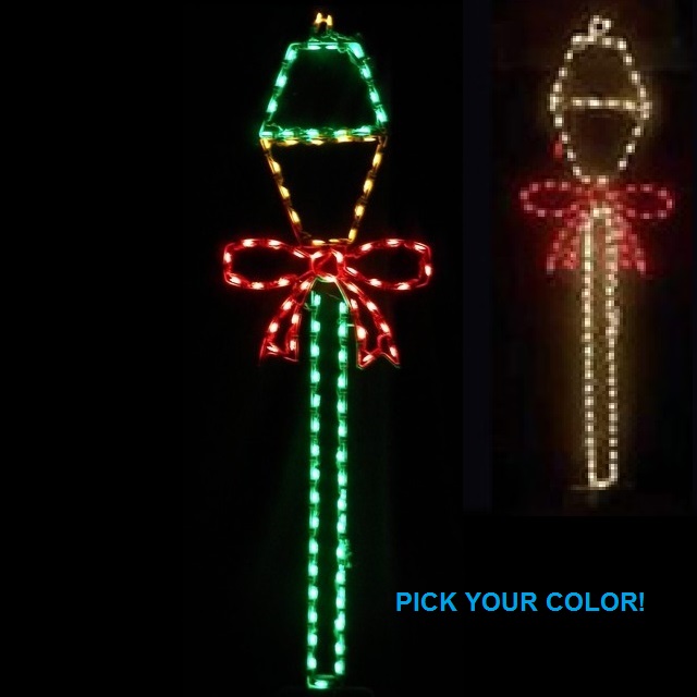 Lamp Post with Bow LED Lighted Outdoor Christmas Decoration