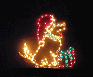 Puppy Dog with Gift Animated LED Lighted Outdoor Christmas Decoration