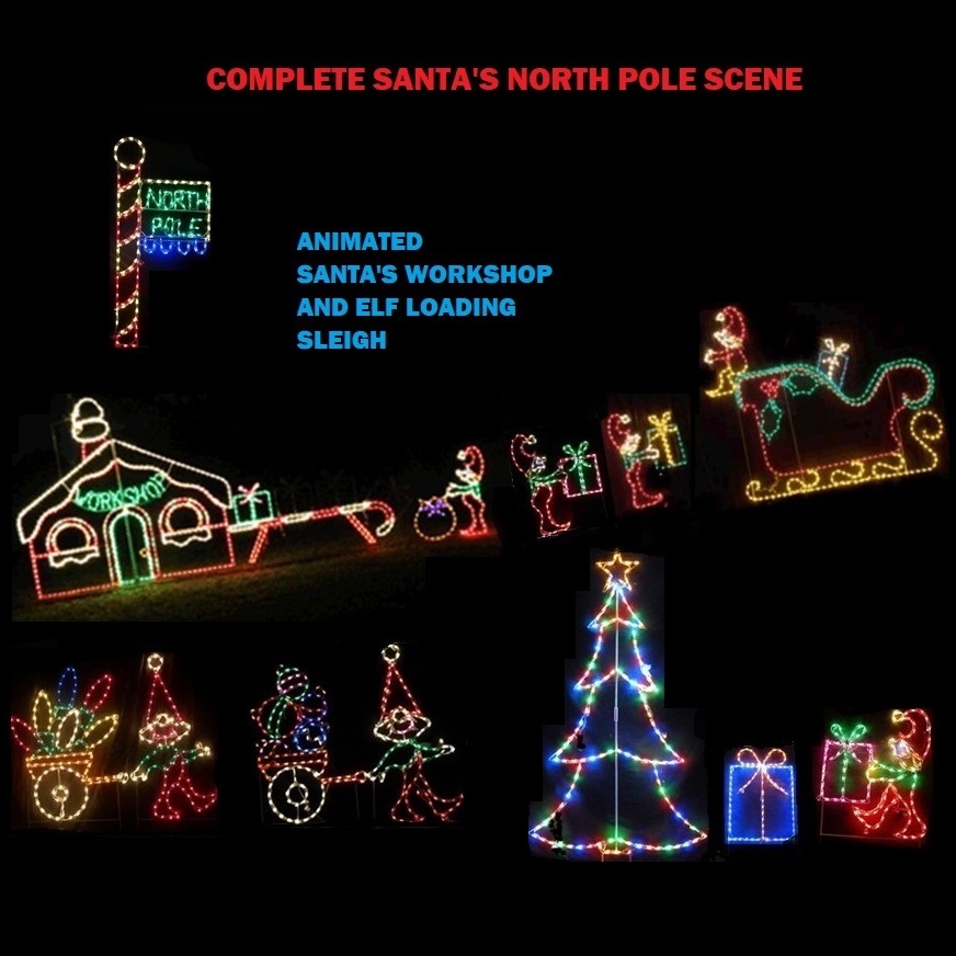 North Pole Scene LED Lighted Outdoor Christmas Decoration