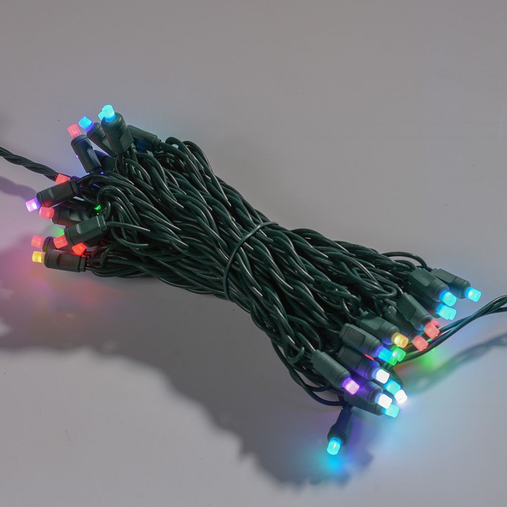 6 Inch Spacing Commercial Grade LED 5MM Multi Color Two Wire Concave Christmas Light Set Of 25
