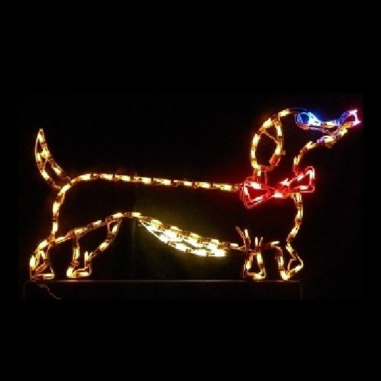 Dachshund Dog with Bow Tie Male LED Lighted Outdoor Christmas Decoration