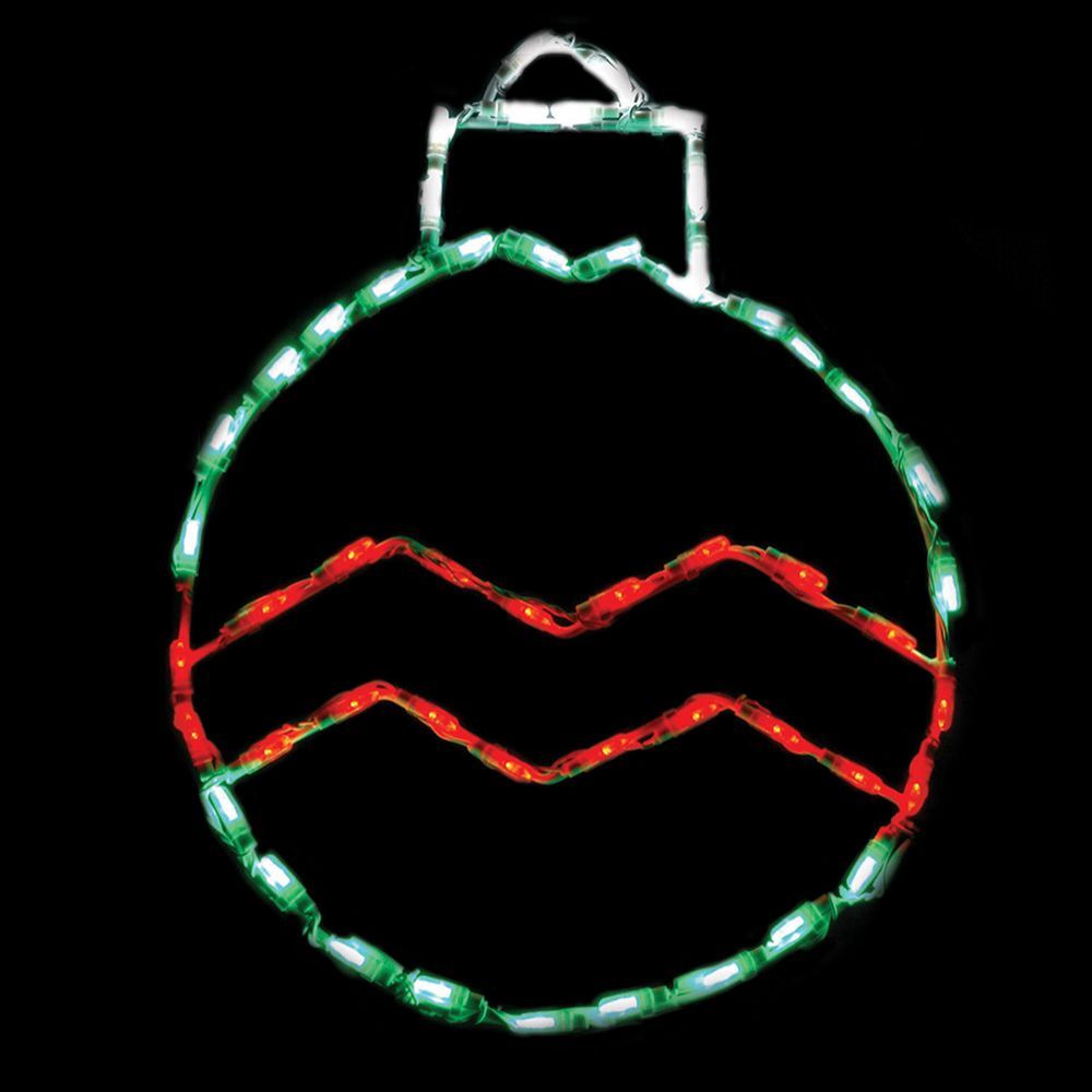 Round Hanging Ornament LED Lighted Outdoor Christmas Decoration Set Of 2