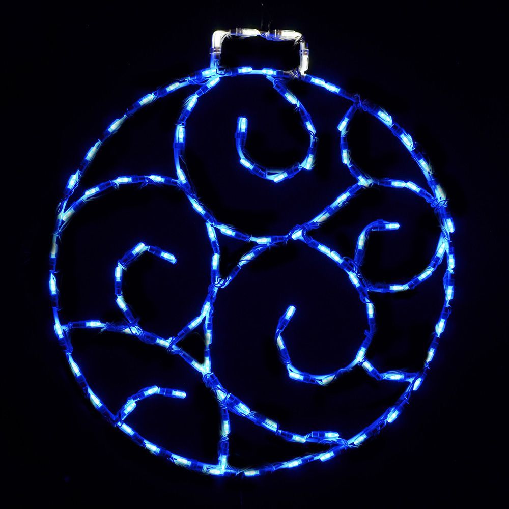 Scroll Ornament Small Blue LED Lighted Outdoor Assorted Decoration Set Of 2