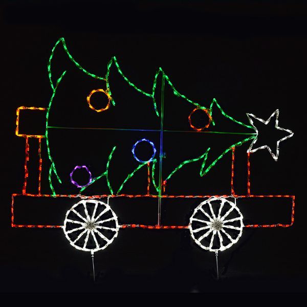 Train Car With Christmas Tree Animated LED Lighted Outdoor Decoration