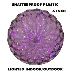 6 Inch Outdoor Crystal Ball - 30 Purple LEDs