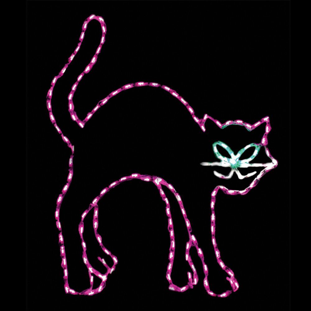 Black Cat LED Lighted Outdoor Halloween Decoration