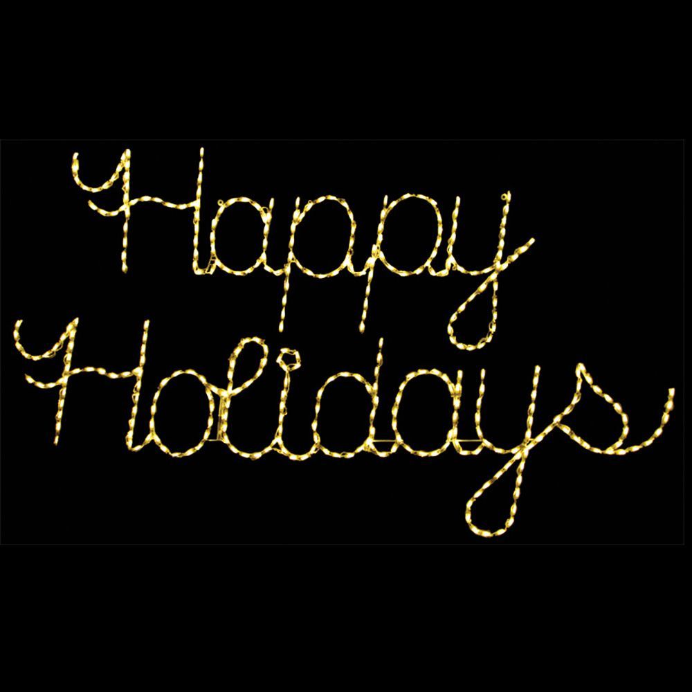 Happy Holiday Warm White Cursive LED Lighted Outdoor Lawn Decoration