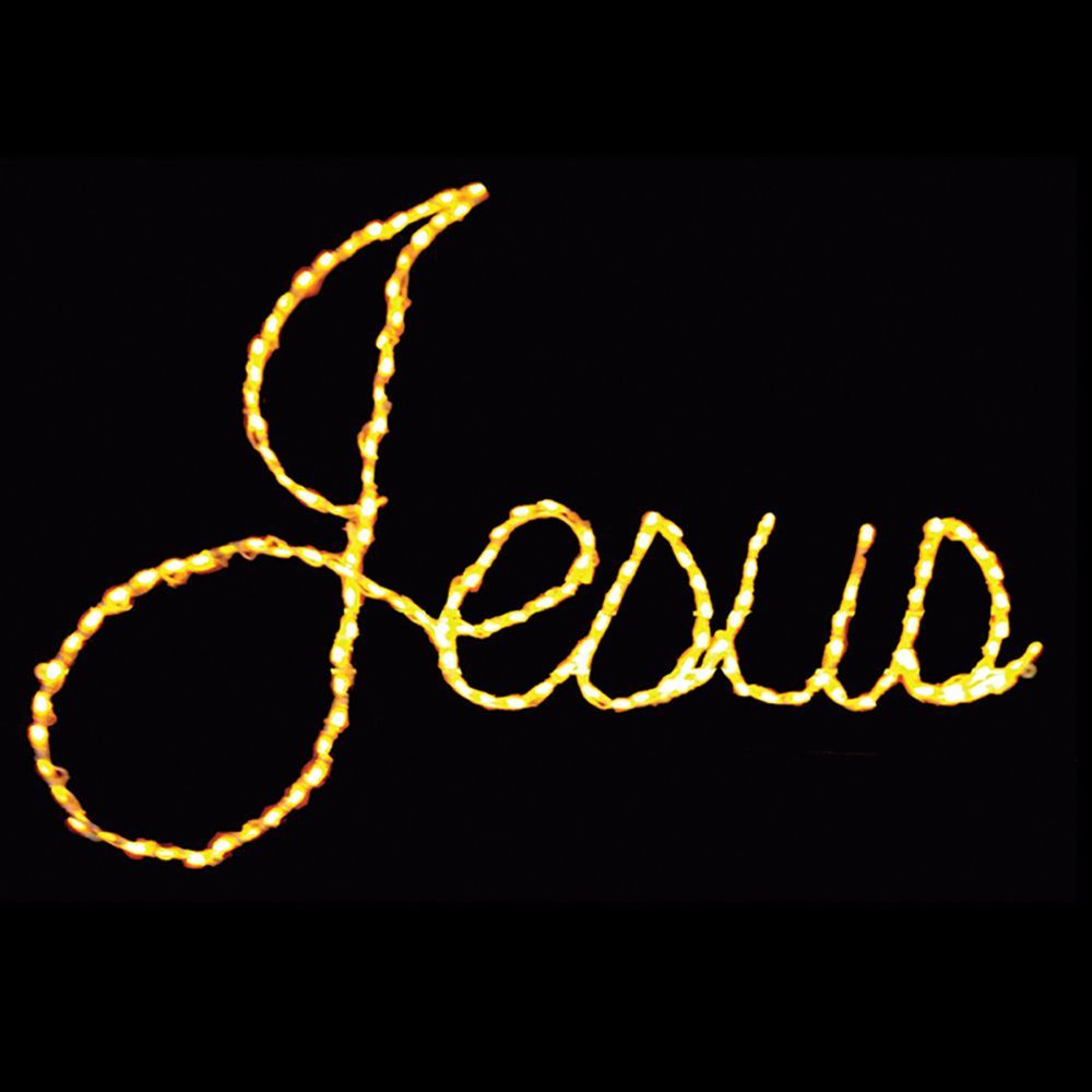 Jesus Cursive LED Lighted Outdoor Christmas Sign Decoration