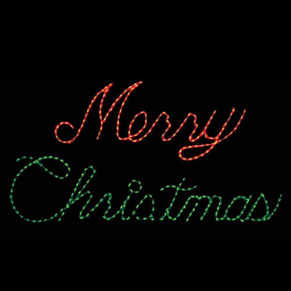 Merry Christmas Red And Green Cursive LED Lighted Outdoor Christmas Sign Decoration