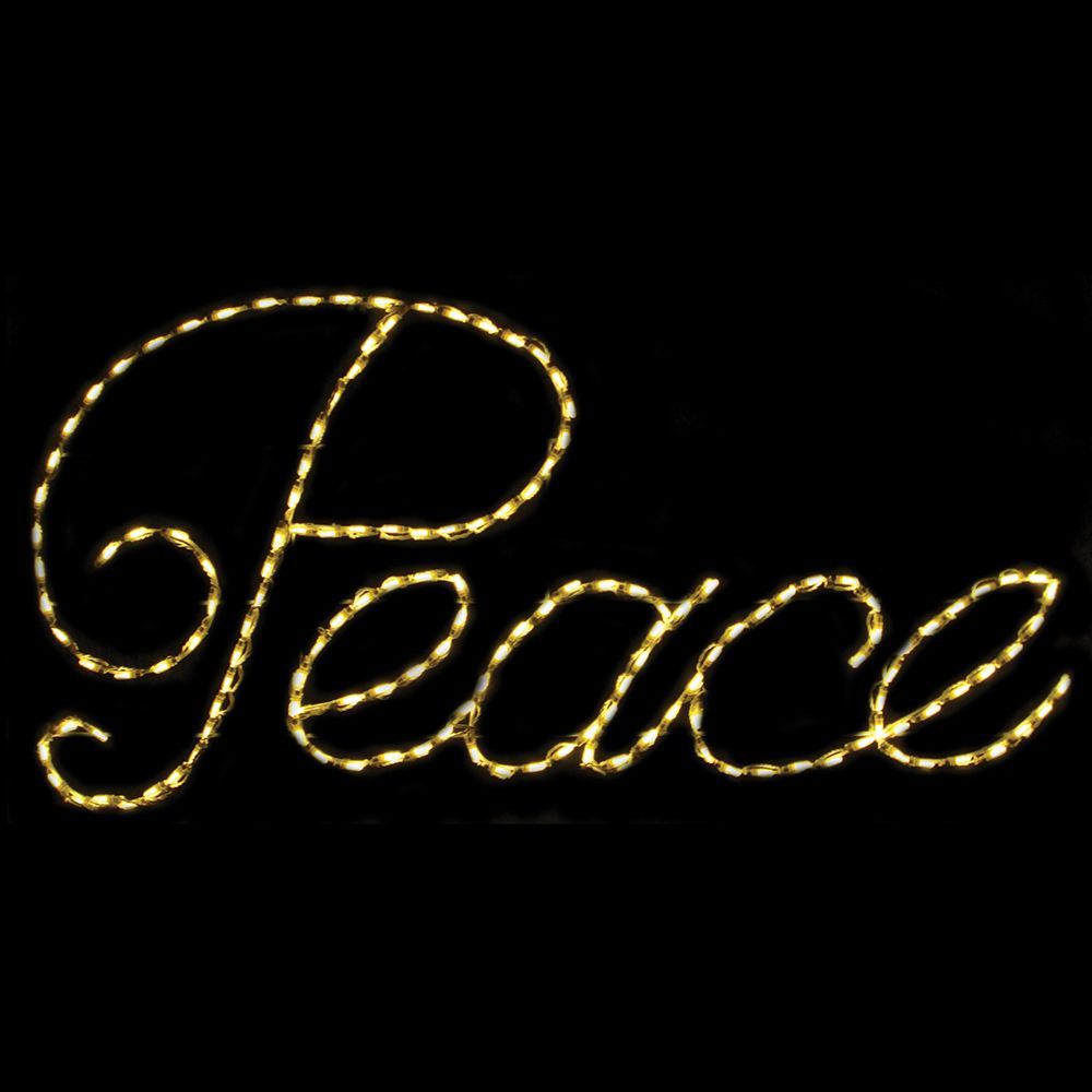 Peace Sign Cursive Warm White LED Lighted Outdoor Lawn Decoration