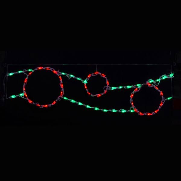 Ornament Ribbon Red And Green Color LED Lighted Outdoor Christmas Decoration Set Of 12
