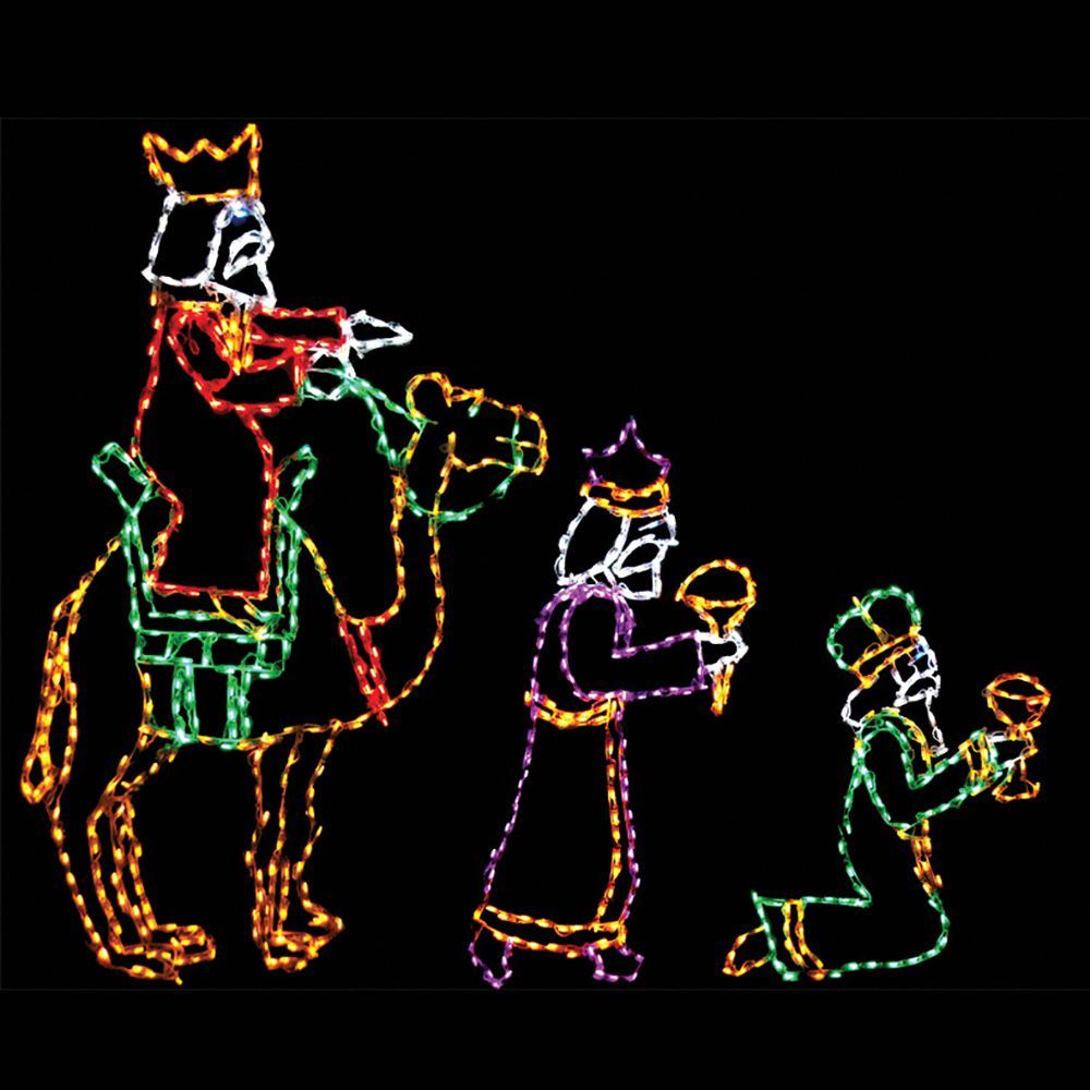Three Wisemen With One On Camel LED Lighted Outdoor Christmas Nativity Decoration