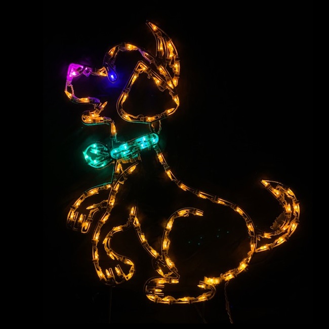 Puppy Dog with Bow Outdoor LED Lighted Christmas Decoration