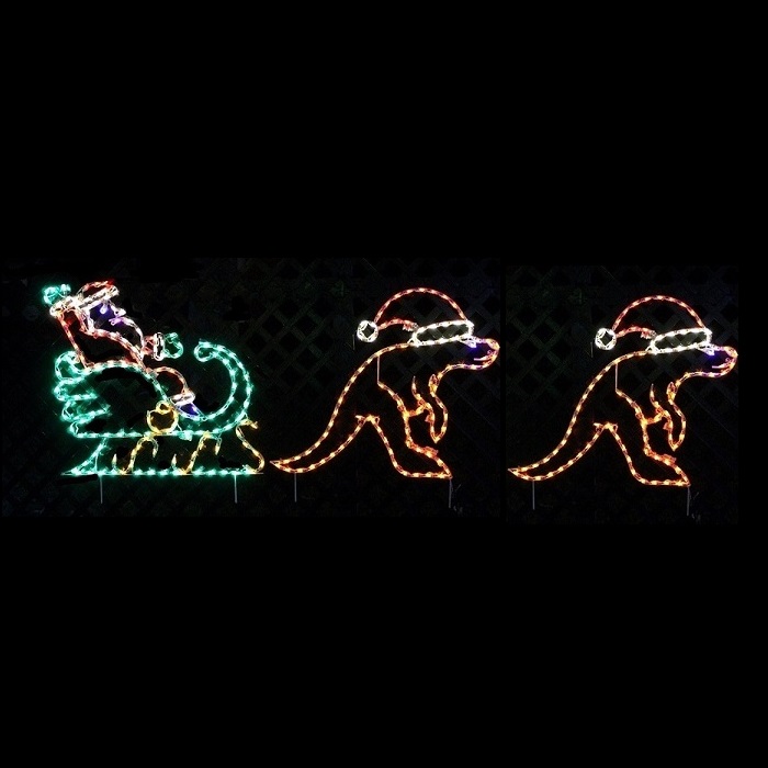 Santa Claus in Sleigh with Kangaroos LED Lighted Outdoor Christmas Decoration