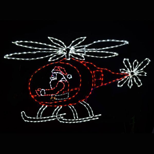Santa Claus In Helicopter Animated LED Lighted Outdoor Christmas Decoration