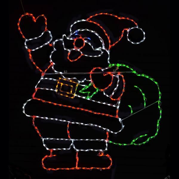 Jolly Santa Claus With Toy Bag LED Lighted Christmas Decoration