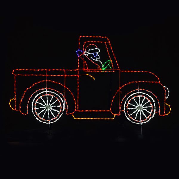 Santa Claus In Truck Animated LED Lighted Outdoor Lawn Decoration