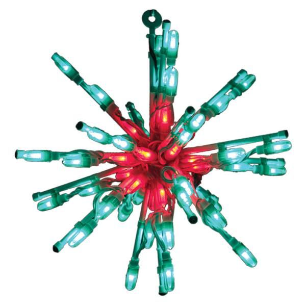 12 Inch Starburst Red And Green Color LED Lighted Christmas Decoration Set Of 3