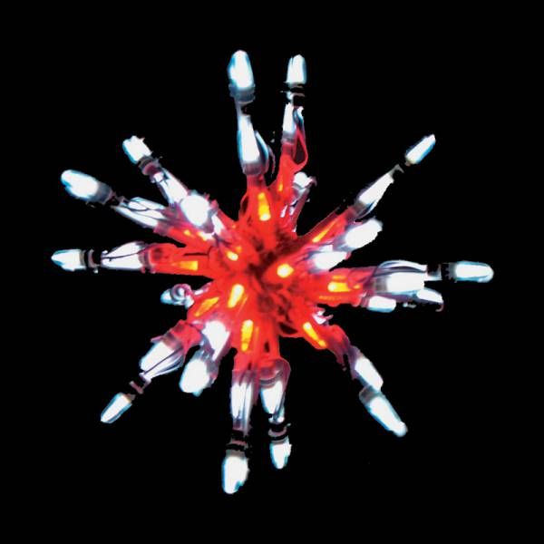 12 Inch Starburst Red And White Color LED Lighted Christmas Decoration Set Of 3