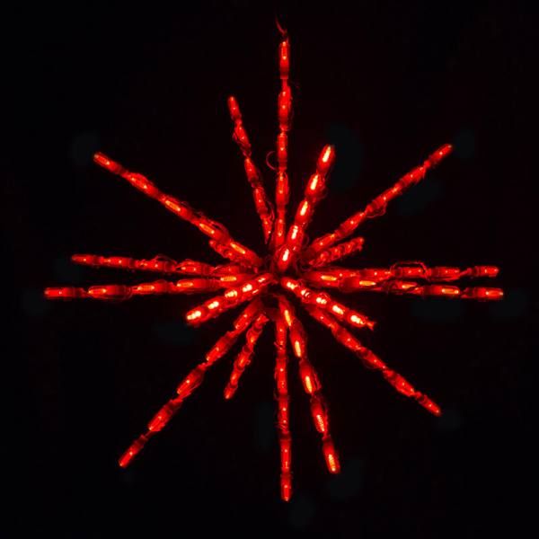 24 Inch Starburst Red Color LED Lighted Christmas Decoration Set Of 3