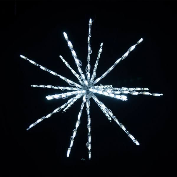 34 Inch Starburst White Color LED Lighted Christmas Decoration Set Of 3