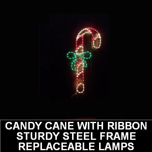 Candy Cane with Bow LED Lighted Outdoor Christmas Decoration