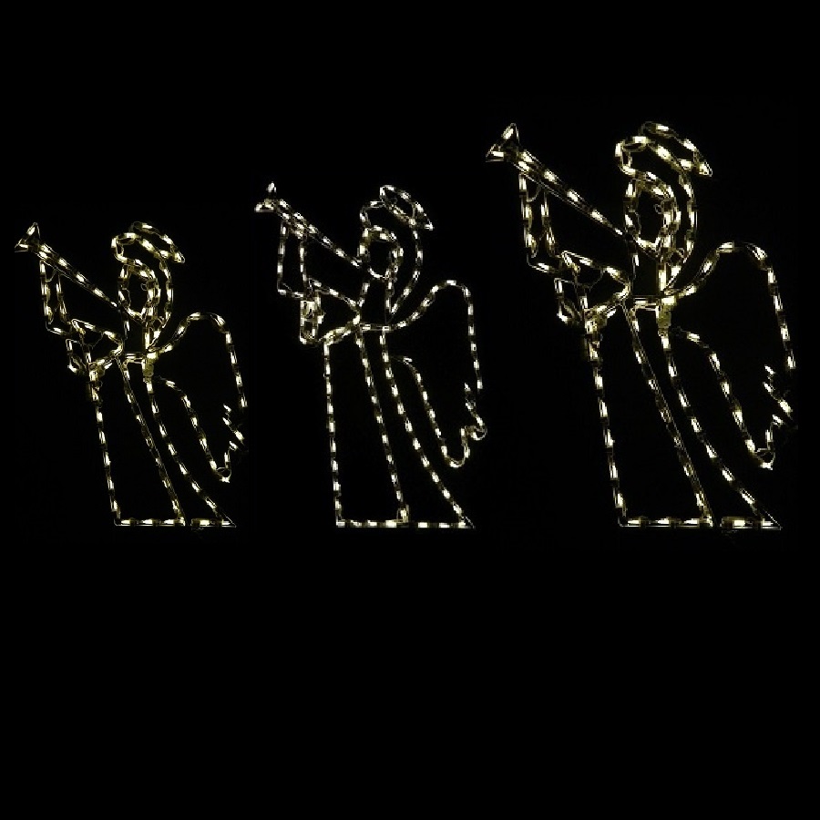 Angel with Trumpet LED Lighted Outdoor Christmas Decoration - 3 Piece Set