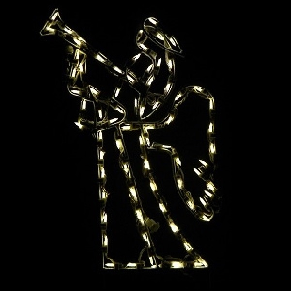 Angel with Trumpet LED Lighted Outdoor Christmas Decoration - Small