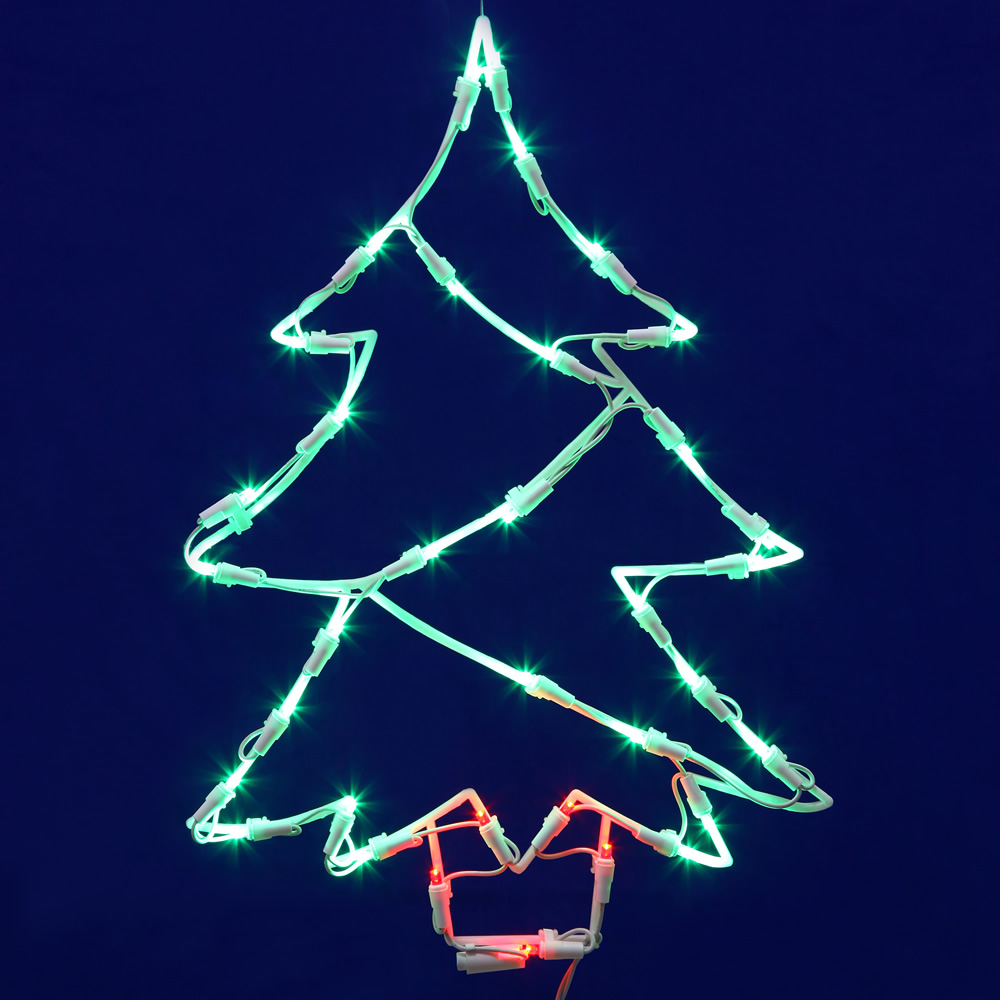 Christmas Tree Lighted Window Decoration - 35 LED 5MM Wide Angle Polka-Dot Lights