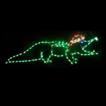 Alligator with Santa Hat LED Lighted Outdoor Christmas Decoration