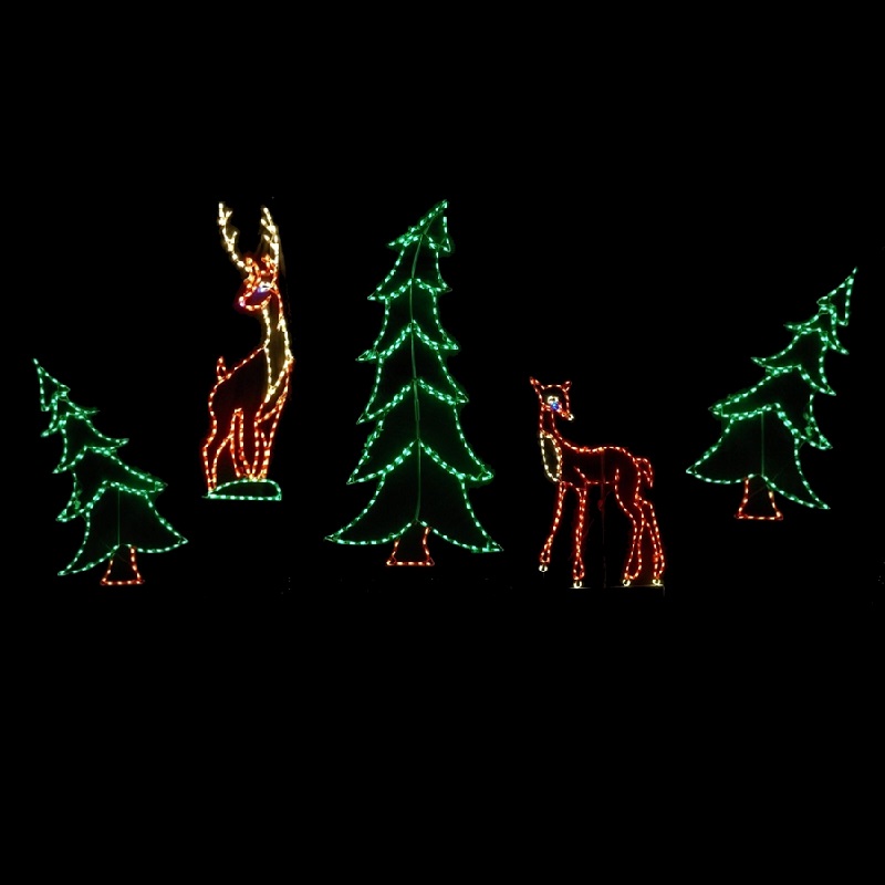 Deer in Woods LED Lighted Outdoor Christmas Decoration