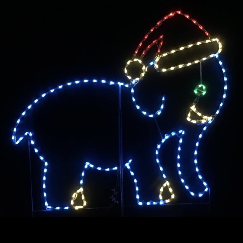 Elephant with Santa Claus Hat LED Lighted Outdoor Christmas Decoration