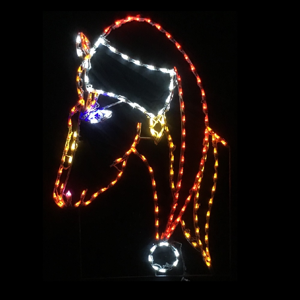 Horse Wearing Santa Hat LED Lighted Outdoor Lawn Decoration