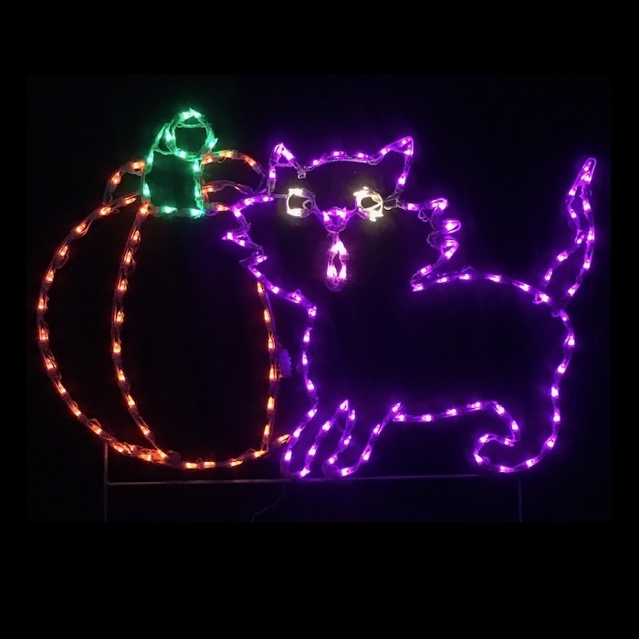 Halloween Cat with Pumpkin LED Lighted Halloween Lawn Decoration