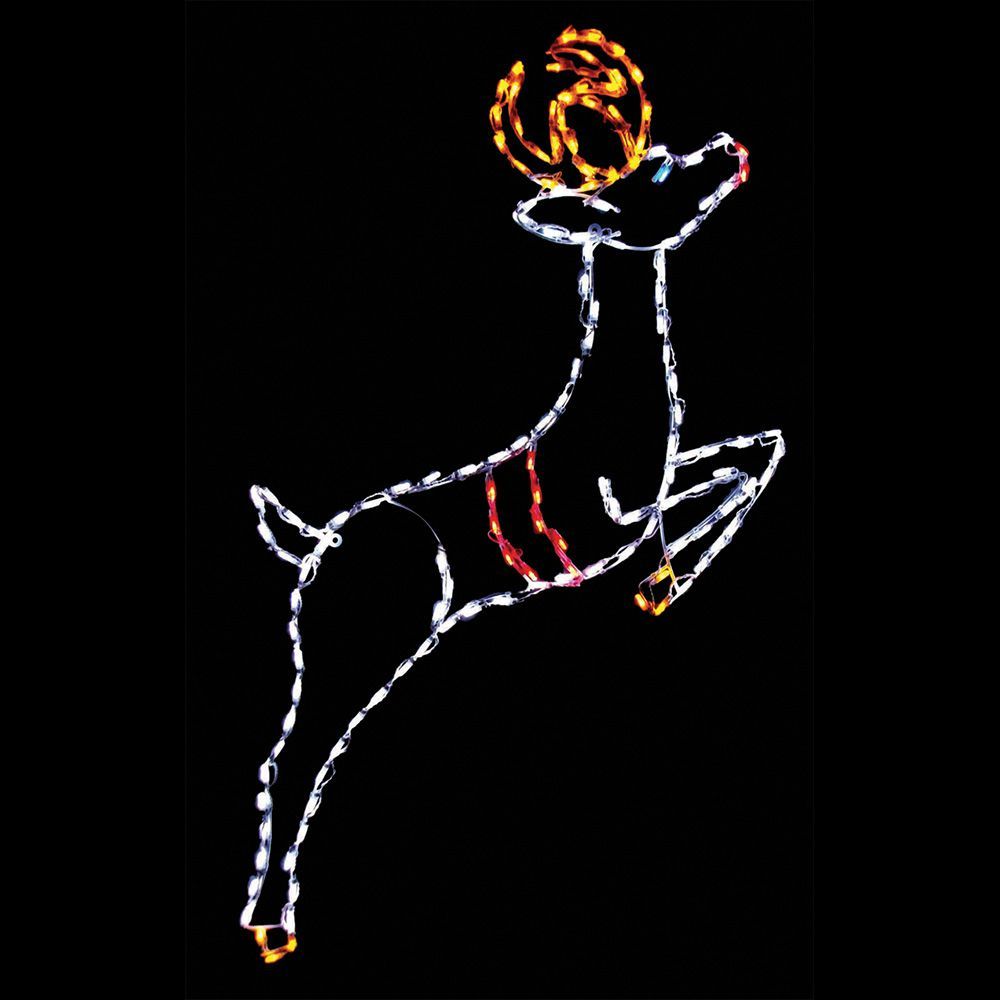 Reindeer Leaping LED Lighted Outdoor Christmas Decoration Set Of 2