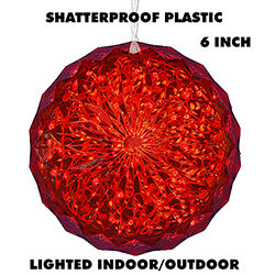 6 Inch Outdoor Crystal Ball - 30 Red LEDs