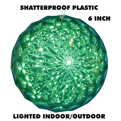 6 Inch Outdoor Crystal Ball - 30 Green LEDs