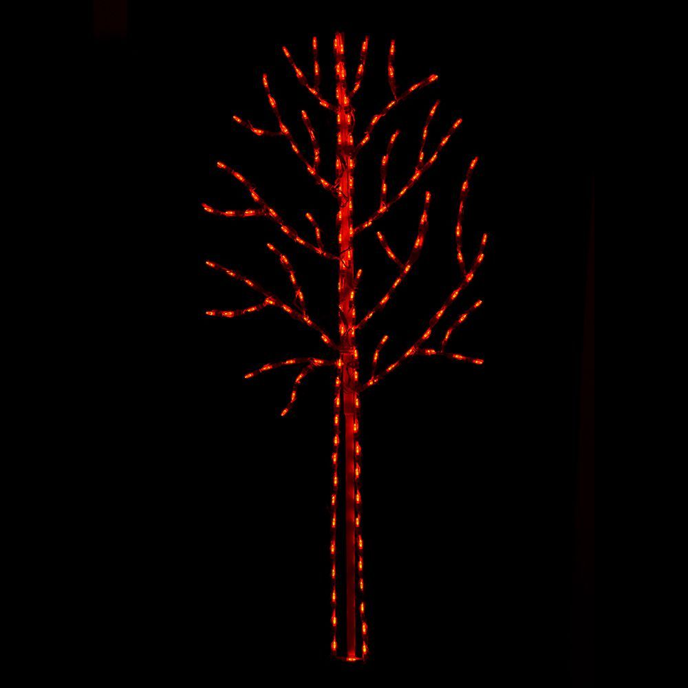 Halloween Tree Orange LED Lighted Outdoor Halloween Decoration Set Of 2
