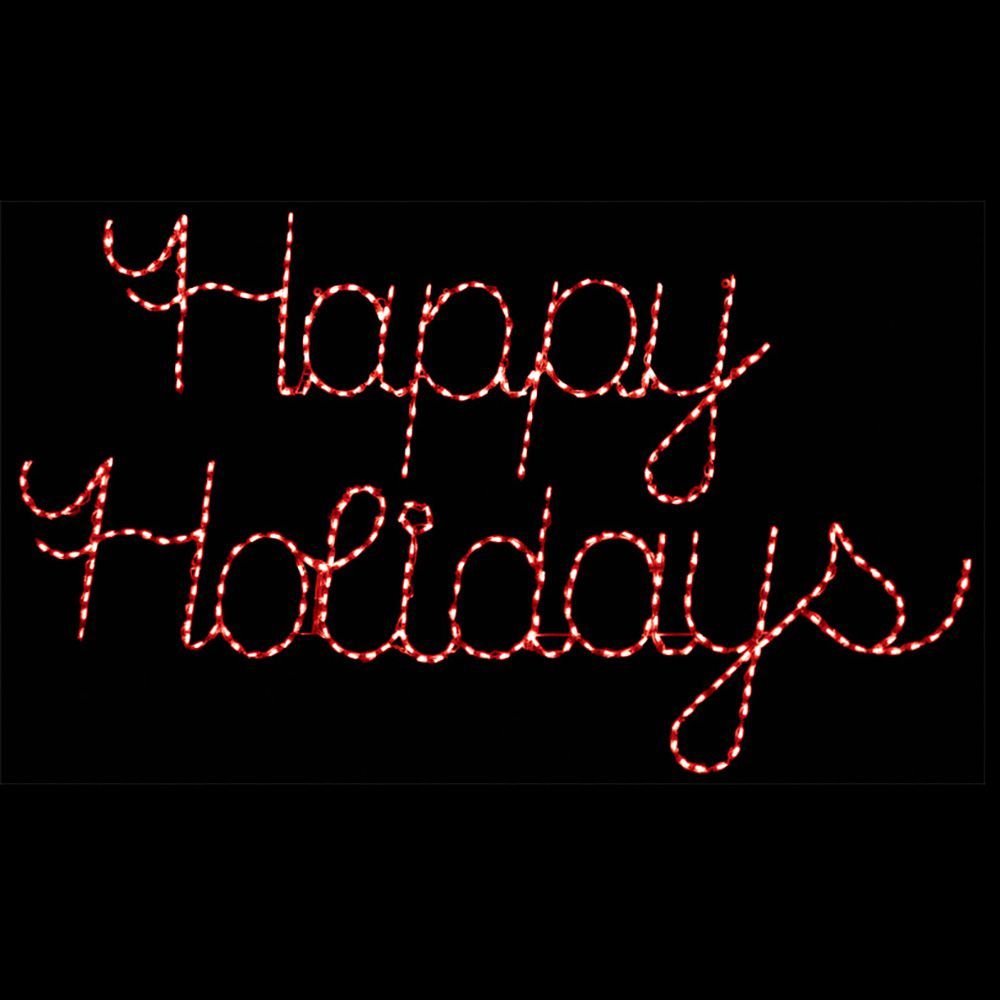 Happy Holiday Red Cursive LED Lighted Outdoor Christmas Decoration