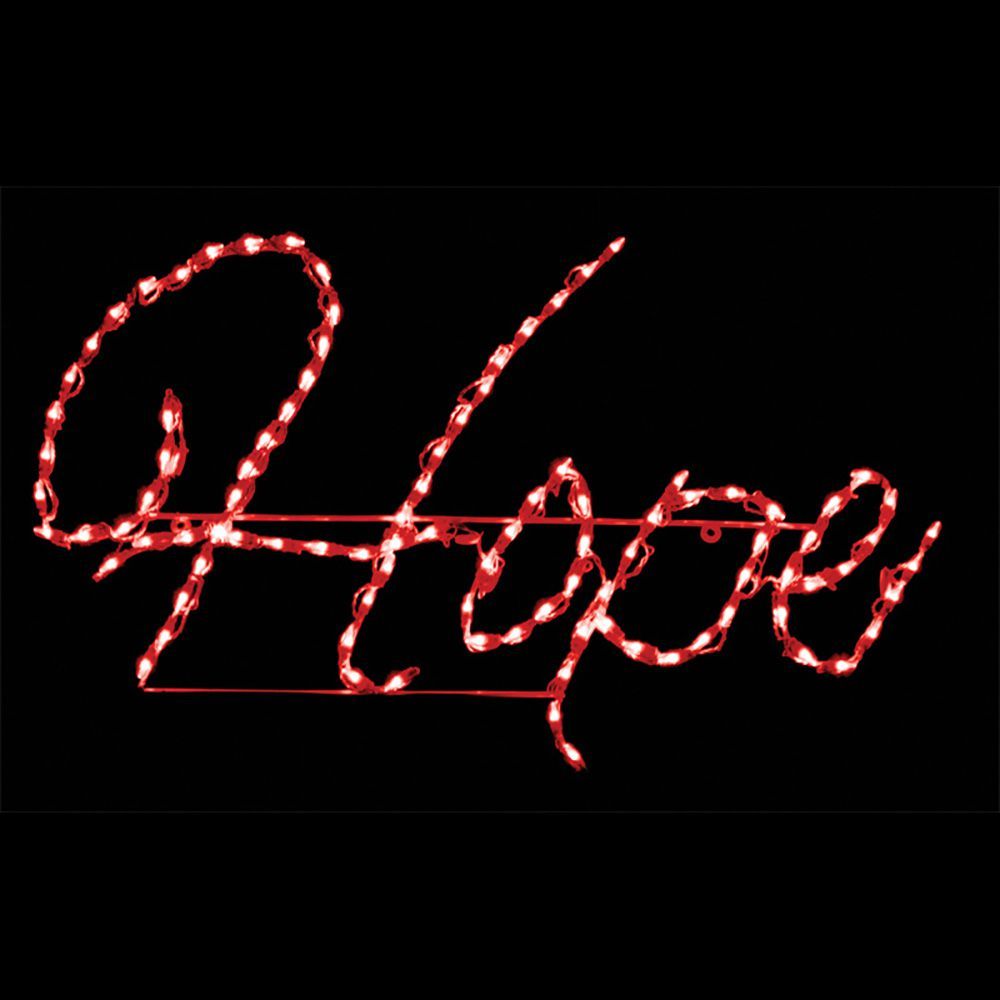 Hope Sign Cursive Red LED Lighted Outdoor Christmas Decoration