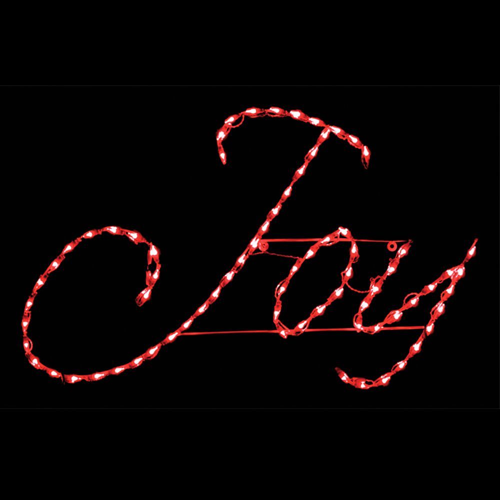 Joy Sign Cursive Red LED Lighted Outdoor Lawn Decoration