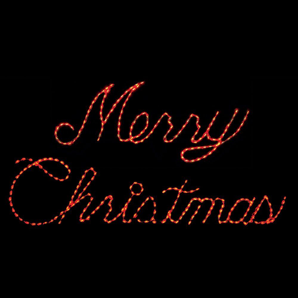 Merry Christmas Red Cursive LED Lighted Outdoor Christmas Decoration