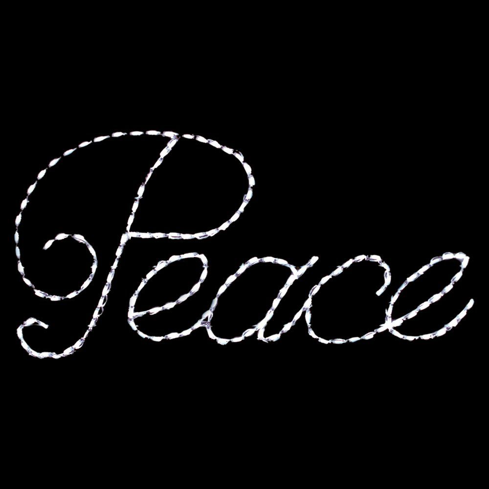 Peace Cursive White LED Lighted Outdoor Christmas Sign Decoration