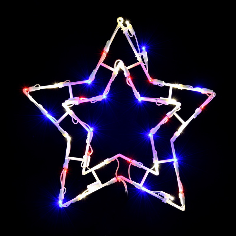 Patriotic Star LED Lighted Window Christmas Decoration - 35 LED 5MM Wide Angle Polka-Dot Lights
