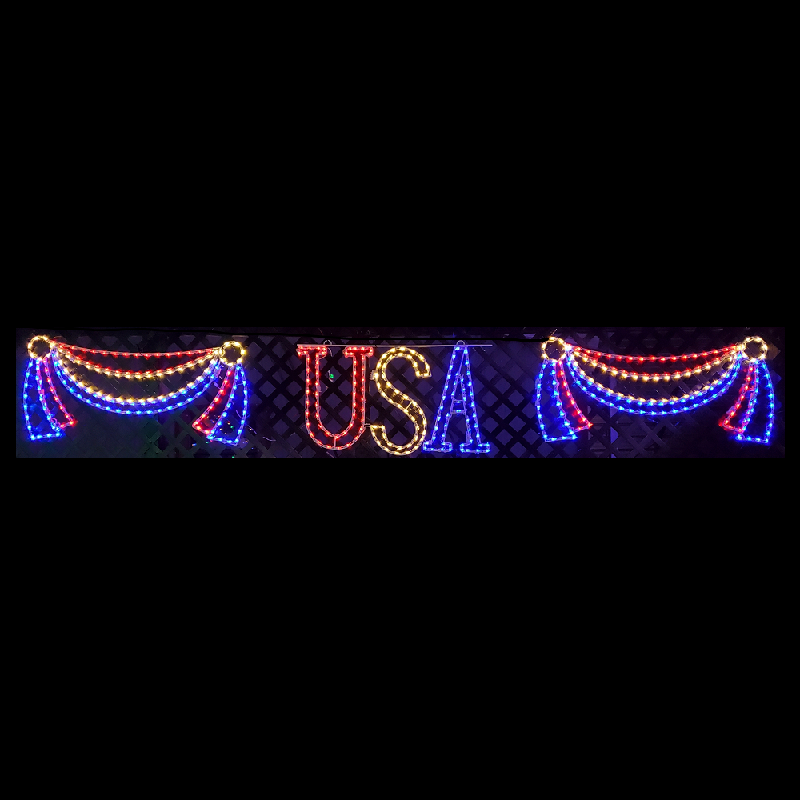 USA Bunting LED Lighted Outdoor Hanging Decoration