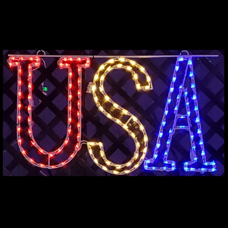 USA Hanging LED Lighted Outdoor Patriotic Decoration