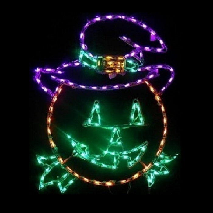 Jack O Lantern Pumpkin with A Witch Hat LED Lighted Halloween Lawn Decoration