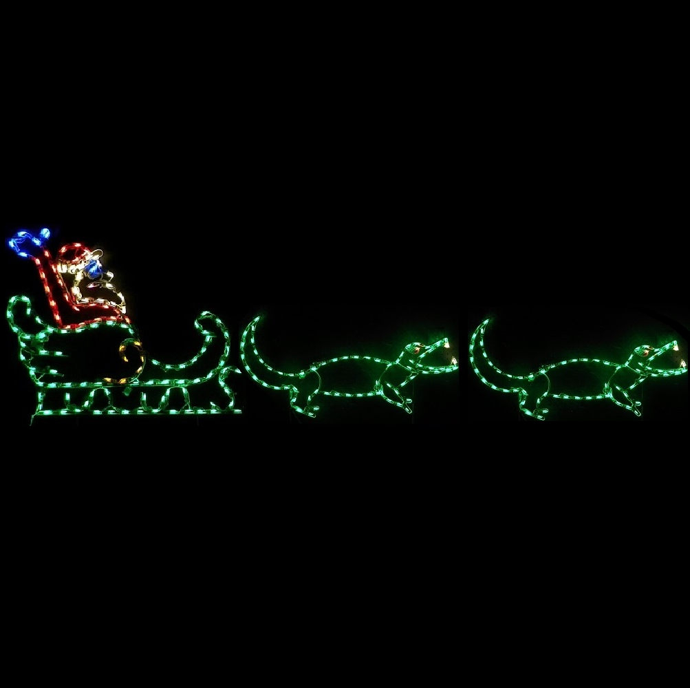 Santa Sleigh with Gators LED Lighted Outdoor Christmas Decoration