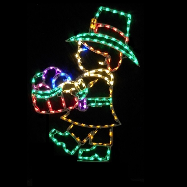 Harvest Pilgrim Boy LED Lighted Outdoor Thanksgiving Decoration