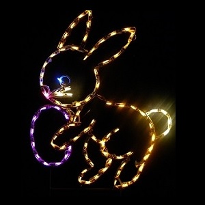 Easter Bunny with Egg LED Lighted Outdoor Easter Decoration
